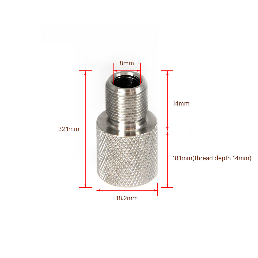 1/2x20 UNF Female-1/2x28 UNEF Male Stainless Steel Thread Adapter