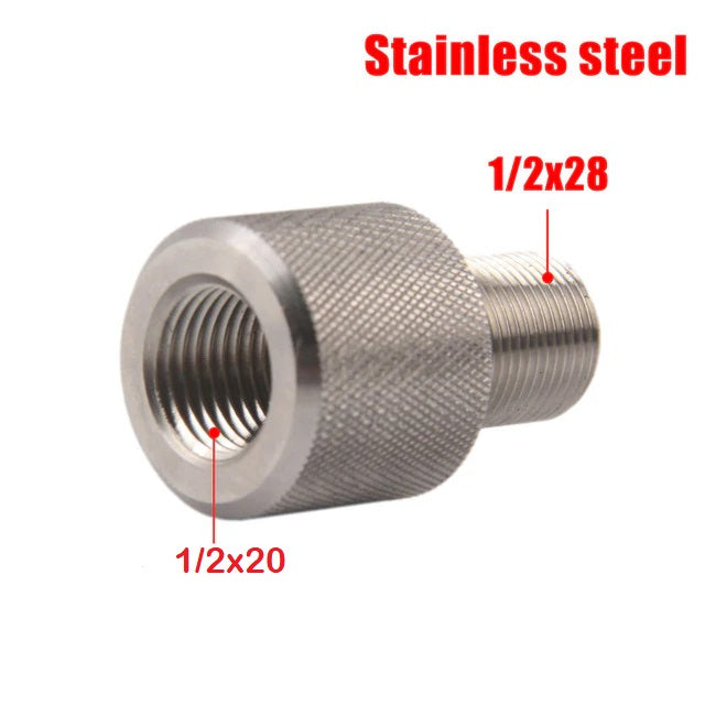 1/2x20 UNF Female-1/2x28 UNEF Male Stainless Steel Thread Adapter
