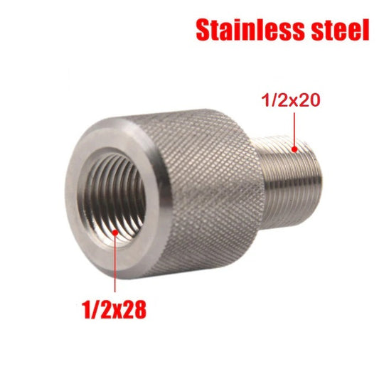 1/2x28 UNEF Female- 1/2x20 UNF Male Stainless Steel Thread Adapter