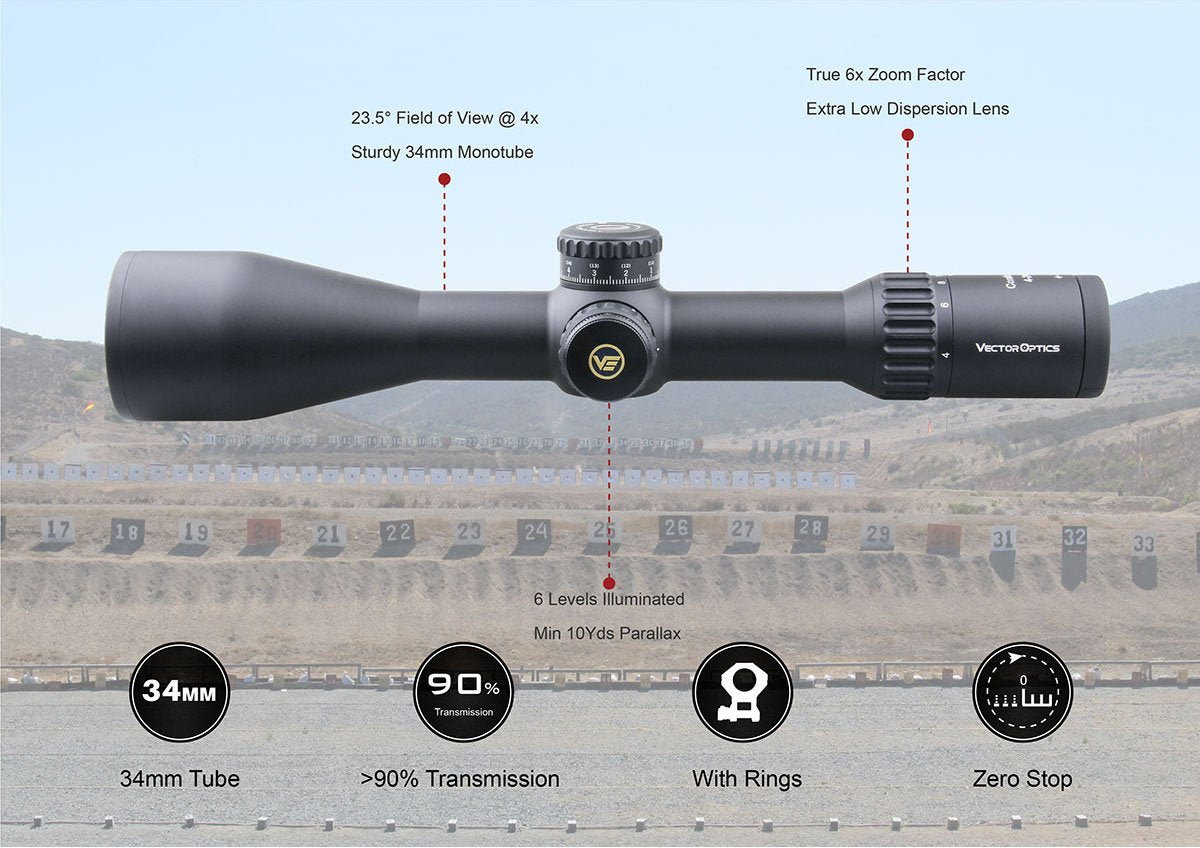 Vector Optics 34mm Continental 4-24X56FFP Rifle Scope Turret Zero Stop SCFF-29