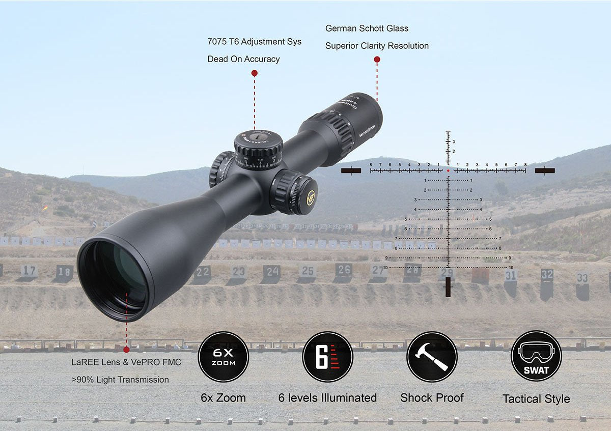 Vector Optics 34mm Continental 4-24X56FFP Rifle Scope Turret Zero Stop SCFF-29