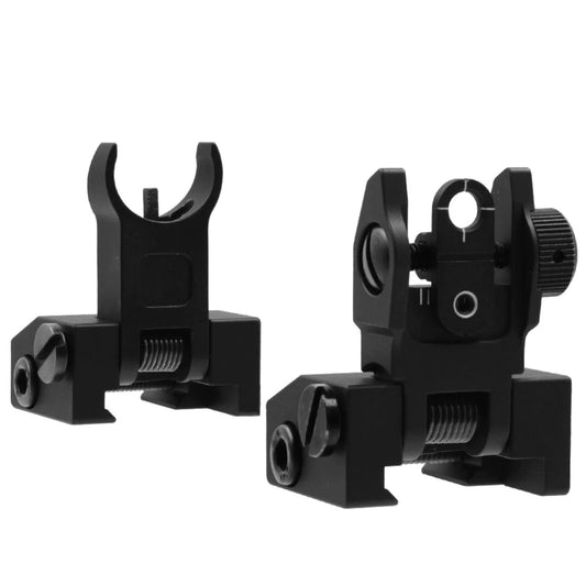 Tactical Hunting Iron Low Flip Up Front & Rear Sight Set Folding Design 20mm