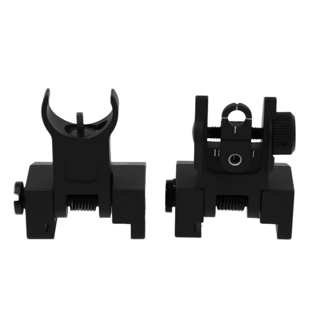 Tactical Hunting Iron Low Flip Up Front & Rear Sight Set Folding Design 20mm